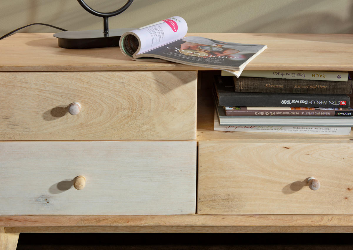 LOWBOARD Kata  in 150/50/46 cm  - Naturfarben/Weiß, Design, Holz (150/50/46cm) - Landscape