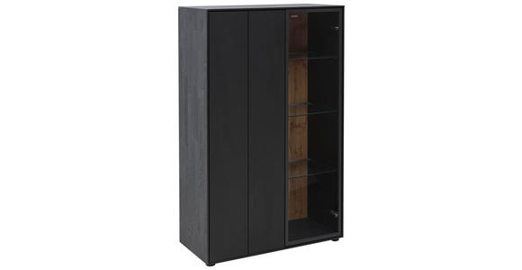 HIGHBOARD 86/138/39 cm - Anthrazit/Schwarz, Natur, Glas/Holz (86/138/39cm) - Valnatura