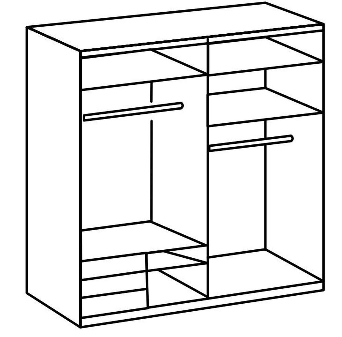 SCHWEBETÜRENSCHRANK in Grau, Eichefarben  - Chromfarben/Eichefarben, Modern, Holzwerkstoff (200/236/65cm) - MID.YOU