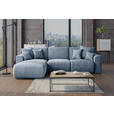 ECKSOFA in Samt Blau  - Chromfarben/Blau, KONVENTIONELL, Kunststoff/Textil (195/293cm) - Carryhome