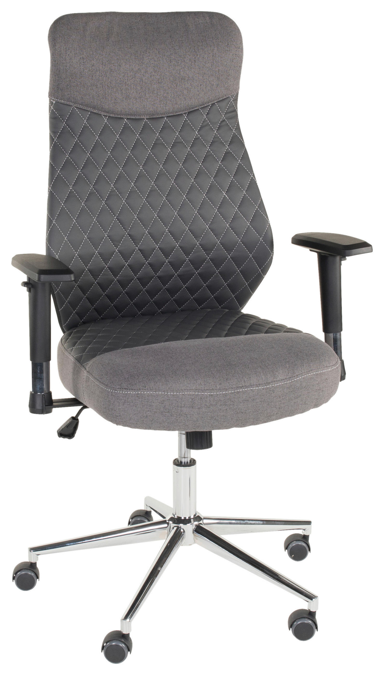 CHEFSESSEL Lederlook, Webstoff Anthrazit, Dunkelgrau  - Chromfarben/Dunkelgrau, KONVENTIONELL, Textil/Metall (68/112-120/68cm) - Boxxx
