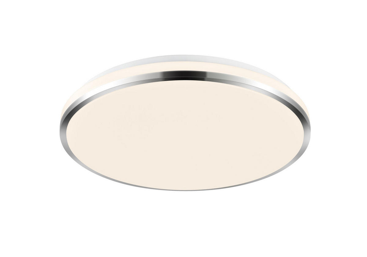 LED MENNYEZETI LÁMPA - króm/fehér, Lifestyle, műanyag/fém (45/6,5cm) - Novel