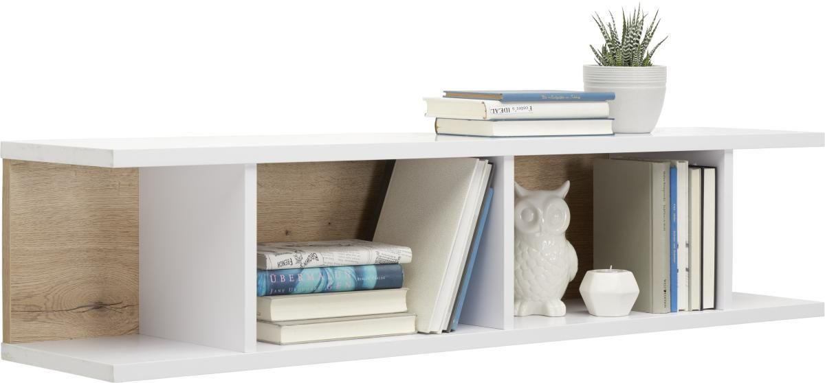 Hom`in NÁSTENNÁ POLICA, biela, farba duba, 125/28/27 cm