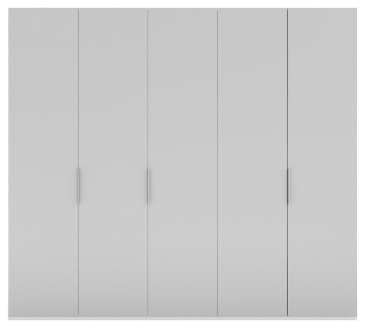 DREHTÜRENSCHRANK 250/223/62 cm,  in Grau, Weiß, 5-türig  - Weiß/Grau, KONVENTIONELL, Holzwerkstoff/Metall (250/223/62cm) - Novel