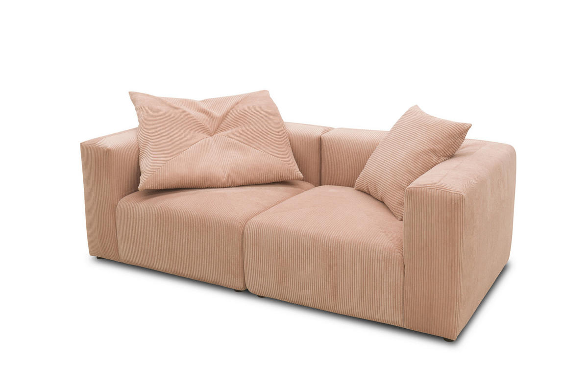 2-SITZER-SOFA in Cord, Mikrofaser Rosa, Roségold  - Roségold/Schwarz, Design, Kunststoff/Textil (216/69/108cm) - MID.YOU