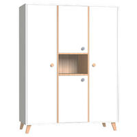BABYKLEIDERSCHRANK Colette  - Weiß Hochglanz/Naturfarben, Basics, Holz/Holzwerkstoff (143/190/57cm)