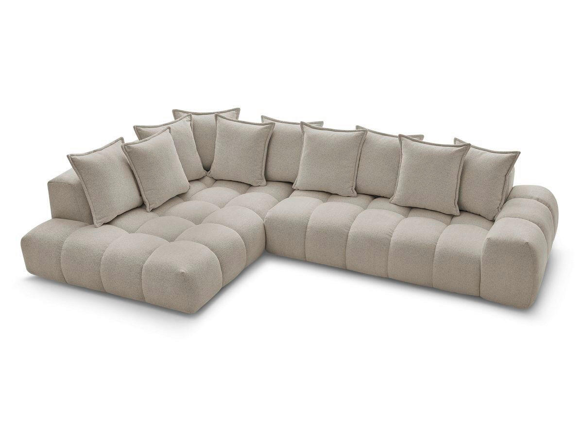 ECKSOFA Ottomane links  EVEREST Taupe Flachgewebe  - Taupe/Schwarz, MODERN, Kunststoff/Textil (210/352cm)