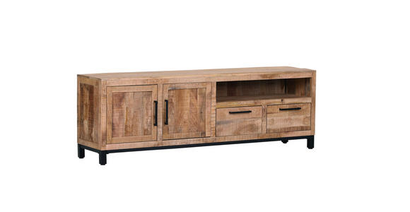 LOWBOARD RIO  in 180/60/40 cm  - Schwarz/Naturfarben, Design, Holz/Metall (180/60/40cm) - Landscape