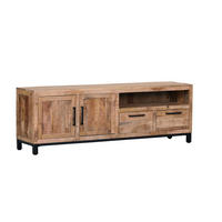 LOWBOARD RIO  in 180/60/40 cm  - Schwarz/Naturfarben, Design, Holz/Metall (180/60/40cm) - Landscape