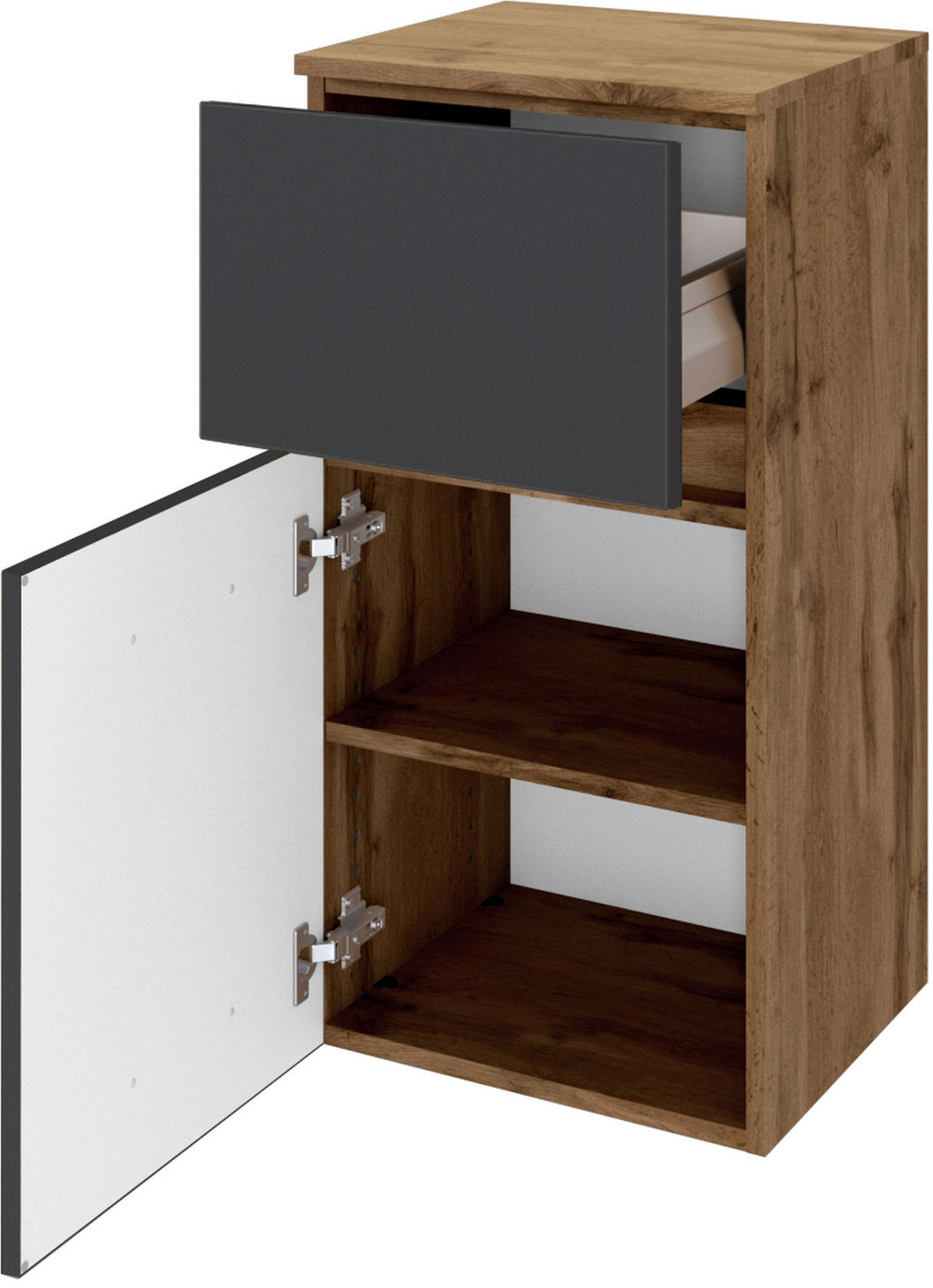 UNTERSCHRANK 40/79/35 cm   - Eiche Wotan/Silberfarben, Design, Holzwerkstoff/Kunststoff (40/79/35cm) - Held