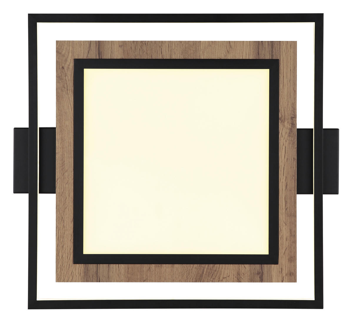 LED-DECKENLEUCHTE 36 W    50/45/5,5 cm  - Dunkelbraun/Opal, Natur, Holzwerkstoff/Kunststoff (50/45/5,5cm) - Globo