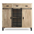 HIGHBOARD  148/135/42 cm 3 Schublade(n)  - Graubraun/Schwarz, LIFESTYLE, Glas/Holz (148/135/42cm) - Landscape