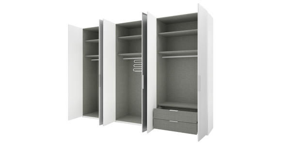 DREHTÜRENSCHRANK 300/223/62 cm 6-türig Weiß - Alufarben/Weiß, KONVENTIONELL, Glas/Holzwerkstoff (300/223/62cm) - Novel