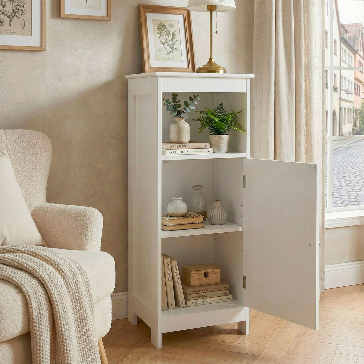 REGAL Weiß  - Silberfarben/Weiß, Design, Holzwerkstoff/Metall (30/80/28cm) - Livetastic