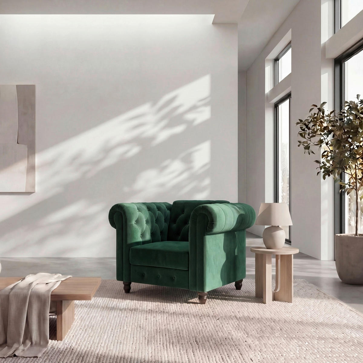 SESSEL in Velours Dunkelgrün  - Dunkelgrün/Schwarz, Basics, Holz/Textil (111/83/87cm) - Livetastic