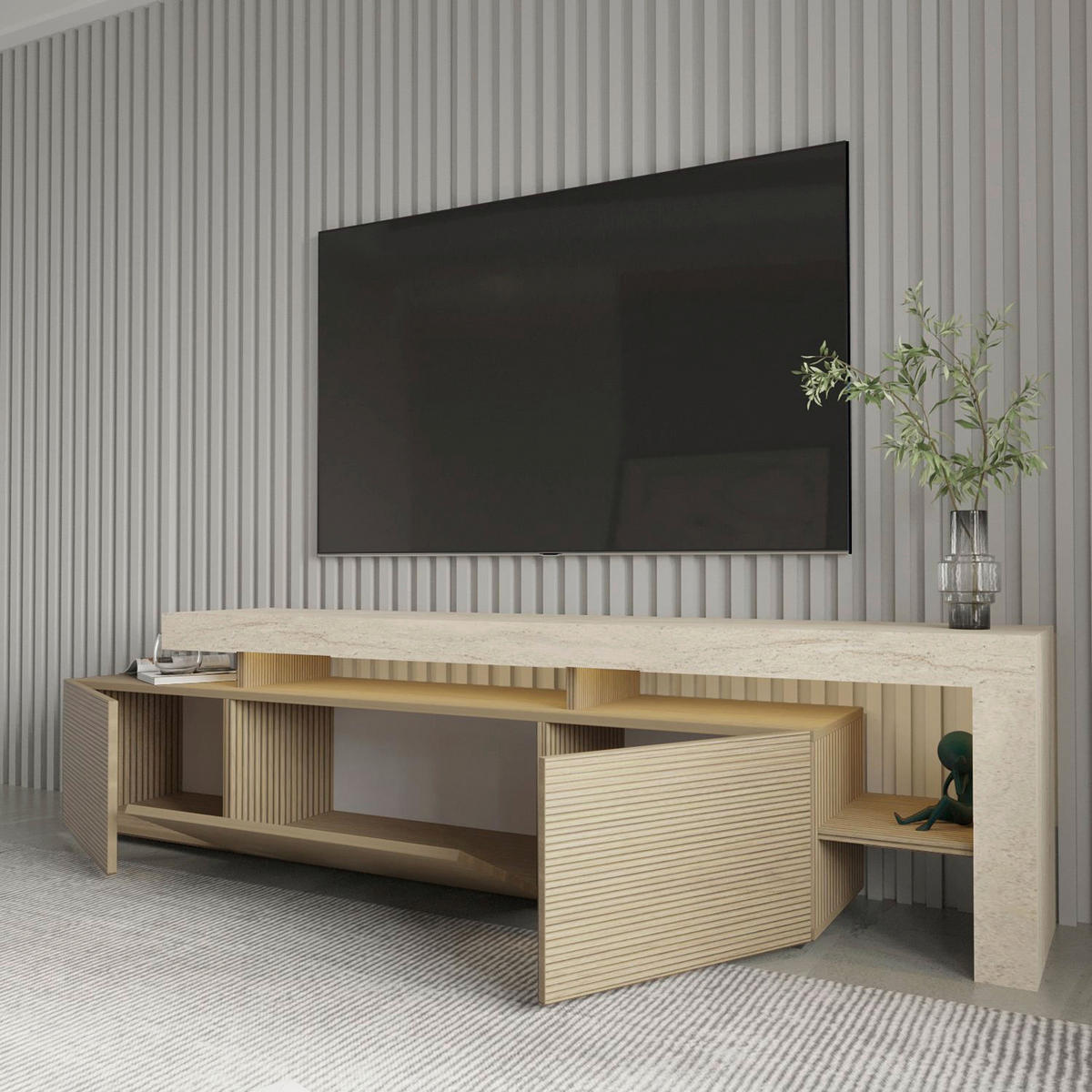 TV-ELEMENT 192/53/37 cm  - Eichefarben/Beige, MODERN, Holzwerkstoff (192/53/37cm)