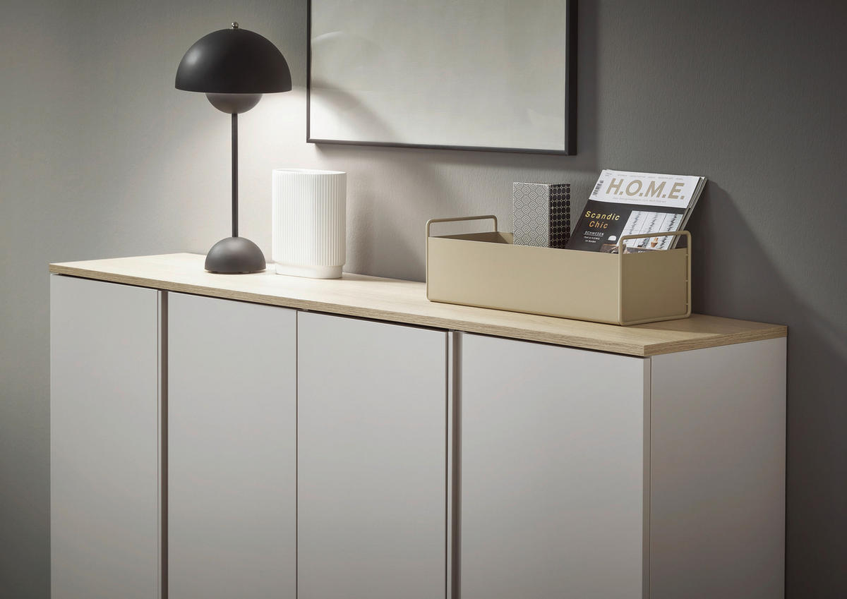 SCHUHSCHRANK Eichefarben, Kaschmir  - Kaschmir/Eichefarben, Design, Holzwerkstoff/Kunststoff (158,2/113,2/34cm) - Voleo