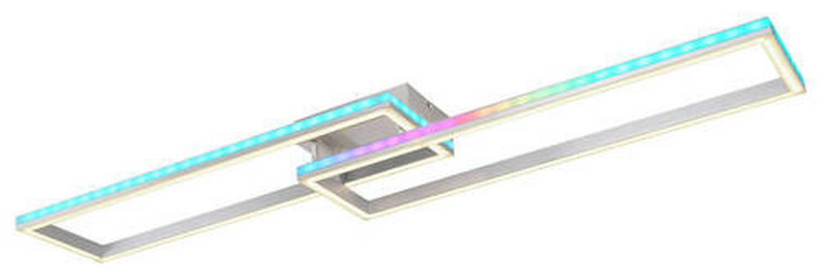 LED-DECKENLEUCHTE 40 W    119,5/25,5/10 cm  - Silberfarben/Opal, Design, Kunststoff/Metall (119,5/25,5/10cm) - Globo