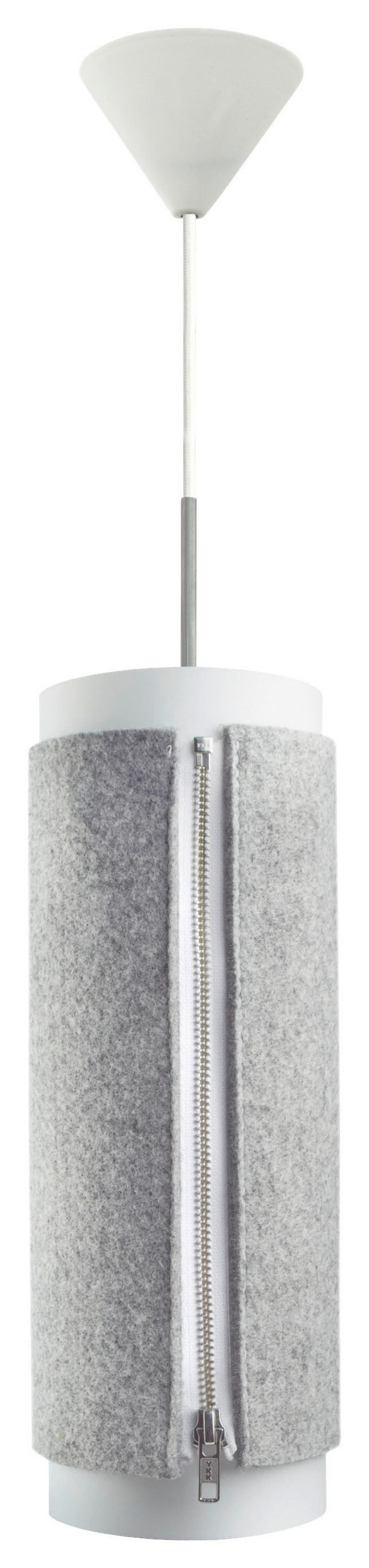 ZÁVESNÉ SVIETIDLO, 15,5/15,5/40,6 cm  - sivá, Basics, textil/plast (15,5/15,5/40,6cm) - MID.YOU