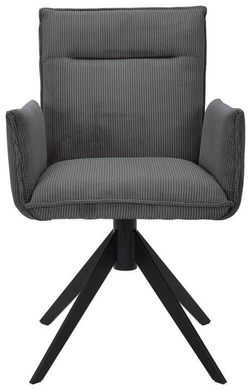 ARMLEHNSTUHL  in Eisen Cord  - Anthrazit/Schwarz, Design, Textil/Metall (59/87/62cm) - Johann Jakob