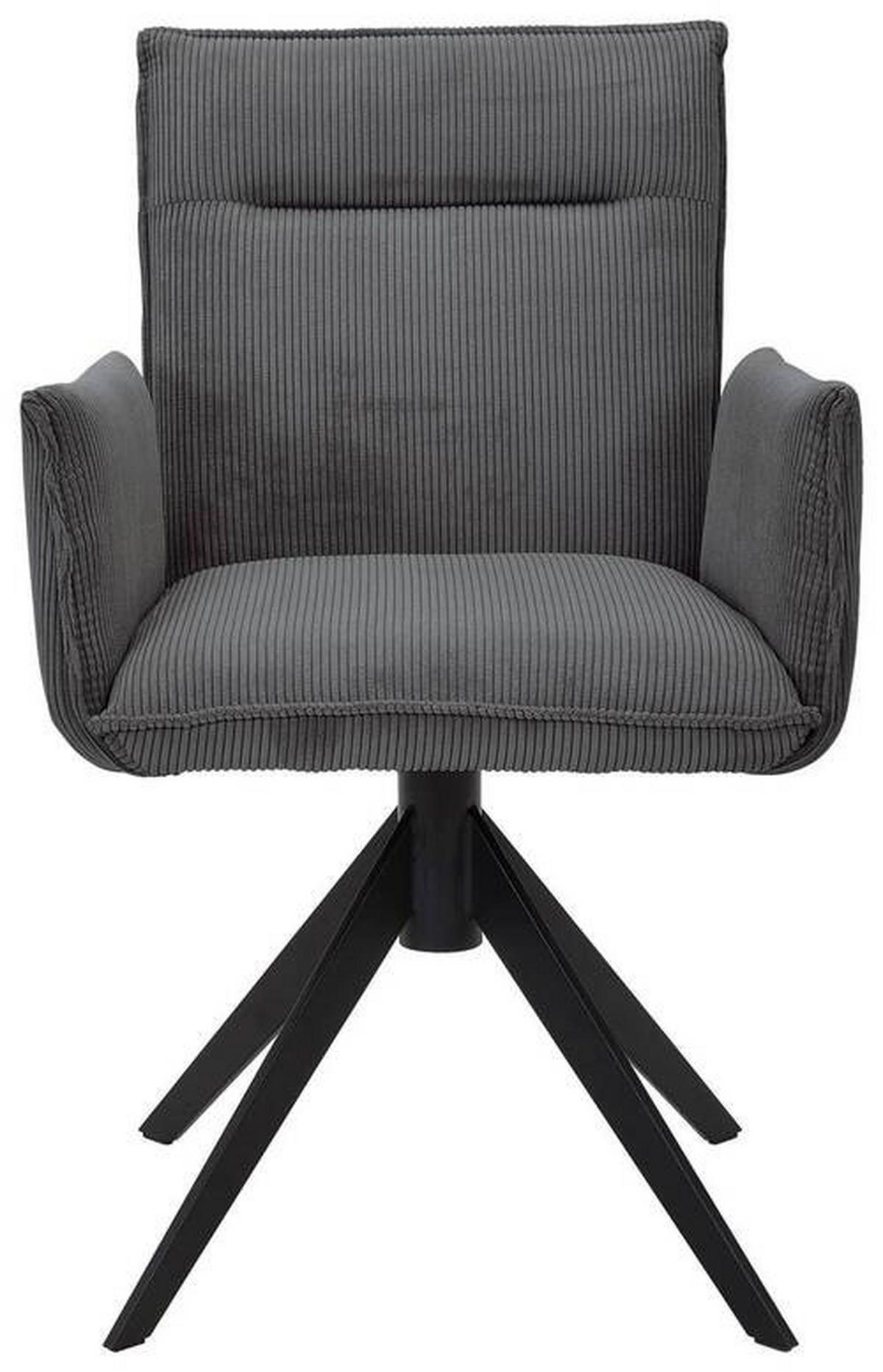 ARMLEHNSTUHL  in Eisen Cord  - Anthrazit/Schwarz, Design, Textil/Metall (59/87/62cm) - Johann Jakob