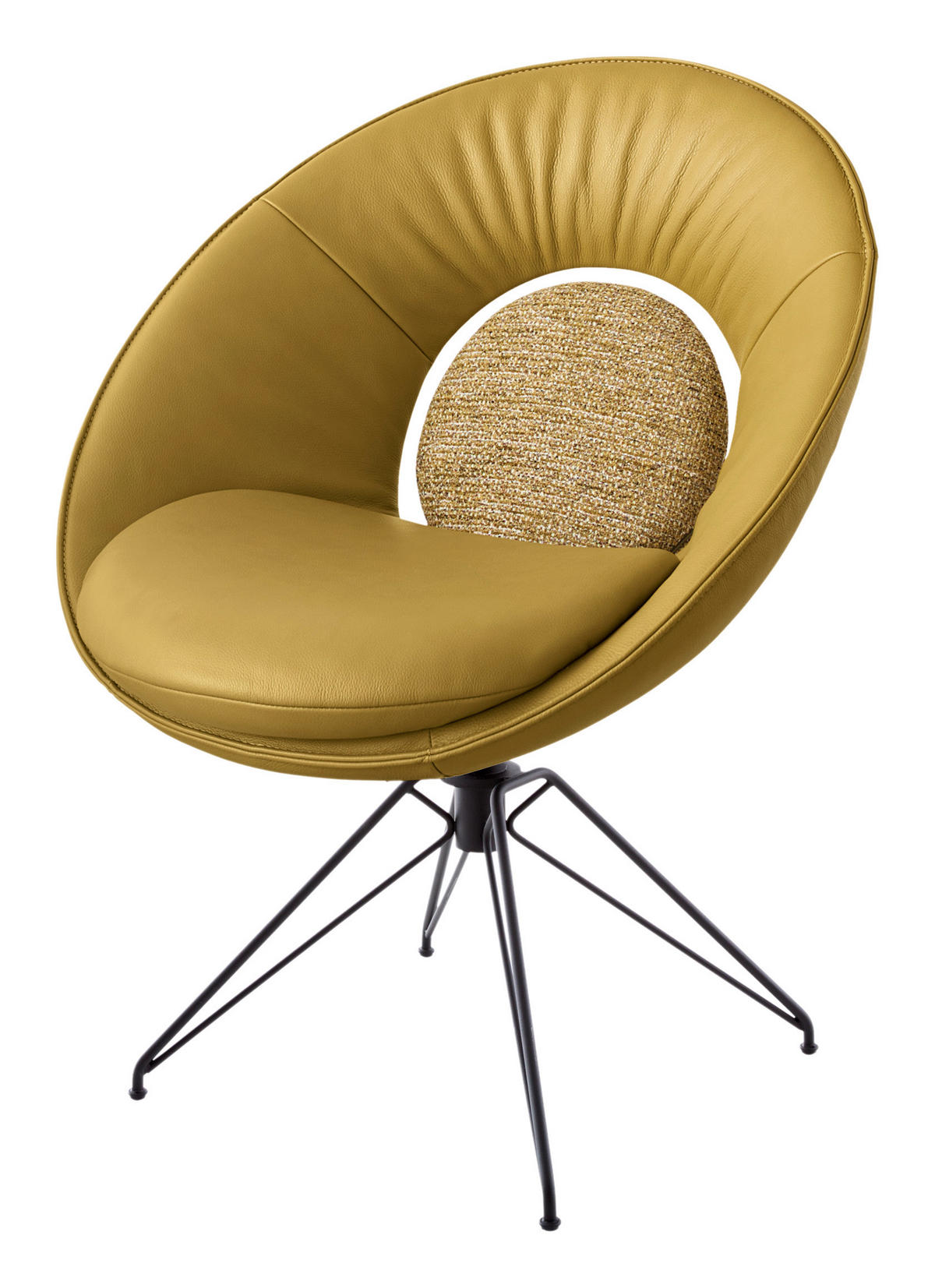 STUHL Echtleder Senfgelb  - Beige/Senfgelb, Design, Leder/Textil (67/86/67cm) - Koinor