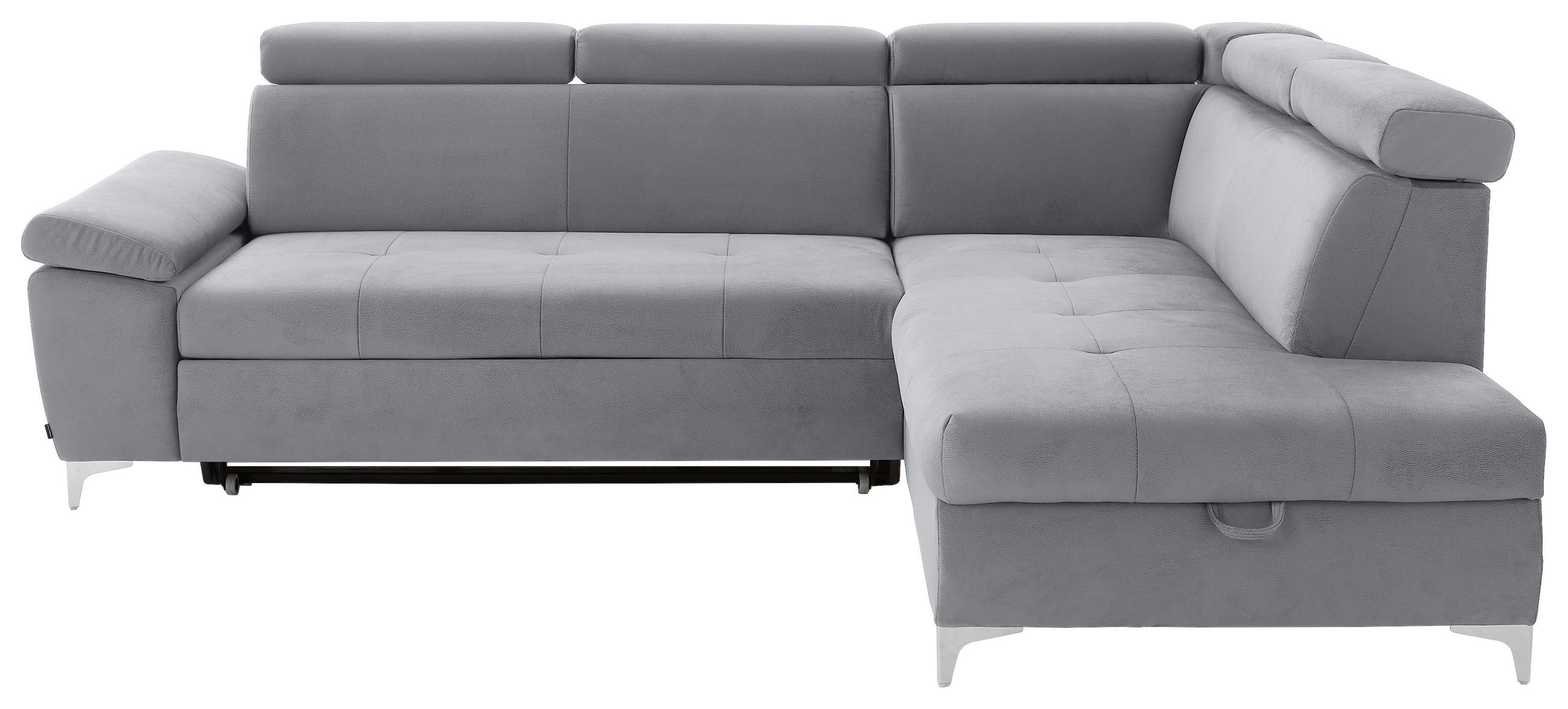 ECKSOFA Silberfarben Mikrofaser  - Chromfarben/Silberfarben, KONVENTIONELL, Textil/Metall (271/206cm) - Carryhome