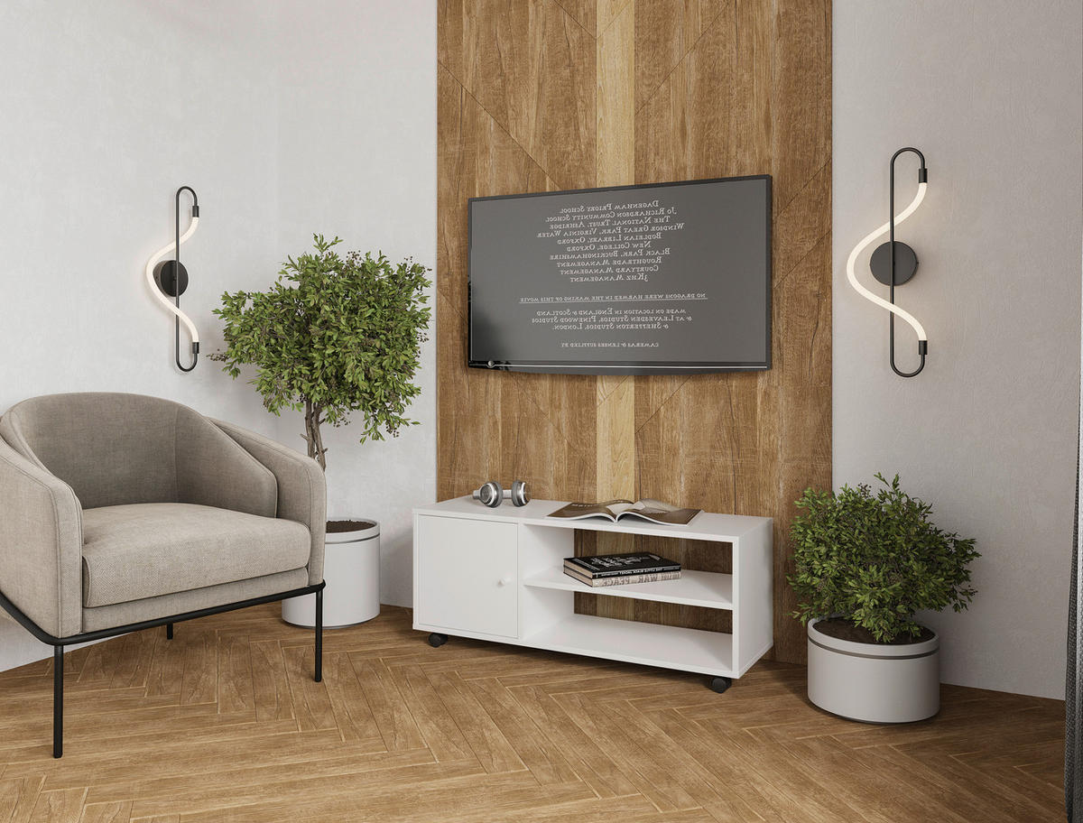 TV-ELEMENT 100/42/33,5 cm  - Weiß, Basics, Holzwerkstoff/Kunststoff (100/42/33,5cm) - Boxxx