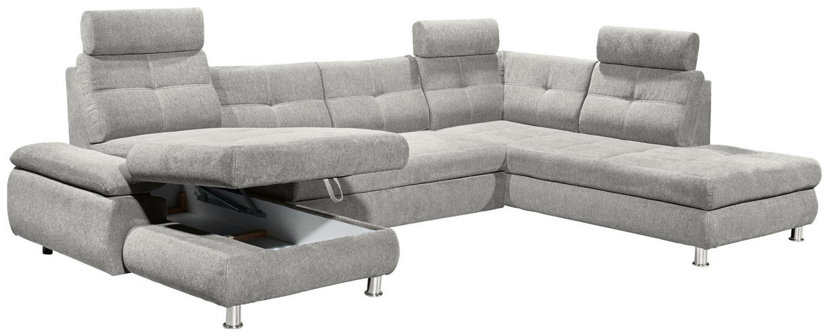 WOHNLANDSCHAFT in Webstoff Silberfarben  - Silberfarben, MODERN, Kunststoff/Textil (177/349/233cm) - MID.YOU