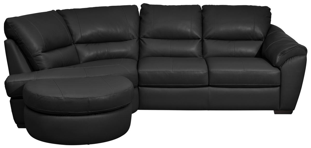 ECKSOFA  in Kombination Echtleder/Lederlook Schwarz  194/273 cm  - Wengefarben/Schwarz, KONVENTIONELL, Leder/Holz (194/273cm) - Livetastic