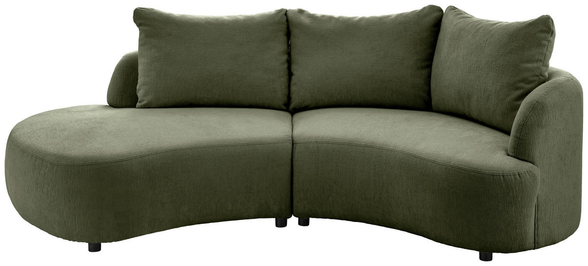 ECKSOFA Grün Mikrofaser  - Schwarz/Grün, MODERN, Kunststoff/Textil (250/139cm) - Livetastic