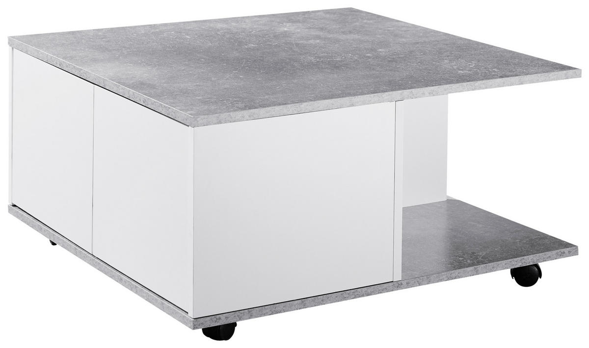 COUCHTISCH in Holzwerkstoff 70/70/36,5 cm  - Weiss/Grau, Modern, Holzwerkstoff/Kunststoff (70/70/36,5cm) - MID.YOU