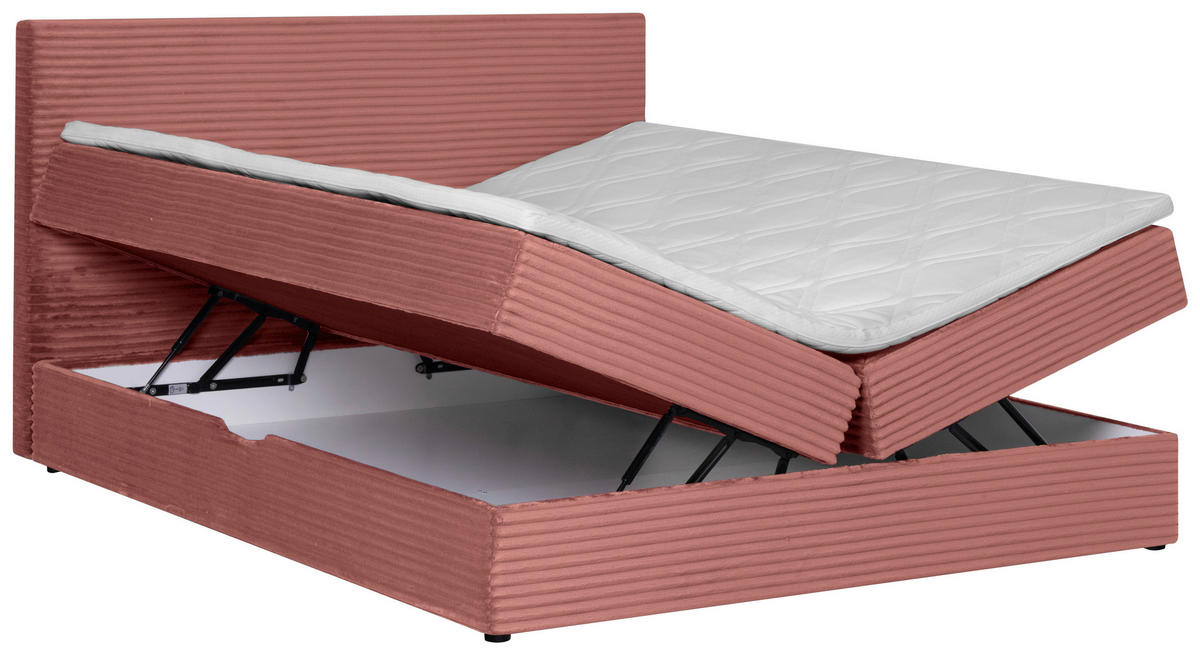 BOXBETT 140/200 cm  in Altrosa  - Schwarz/Altrosa, Trend, Kunststoff/Textil (140/200cm) - Boxxx