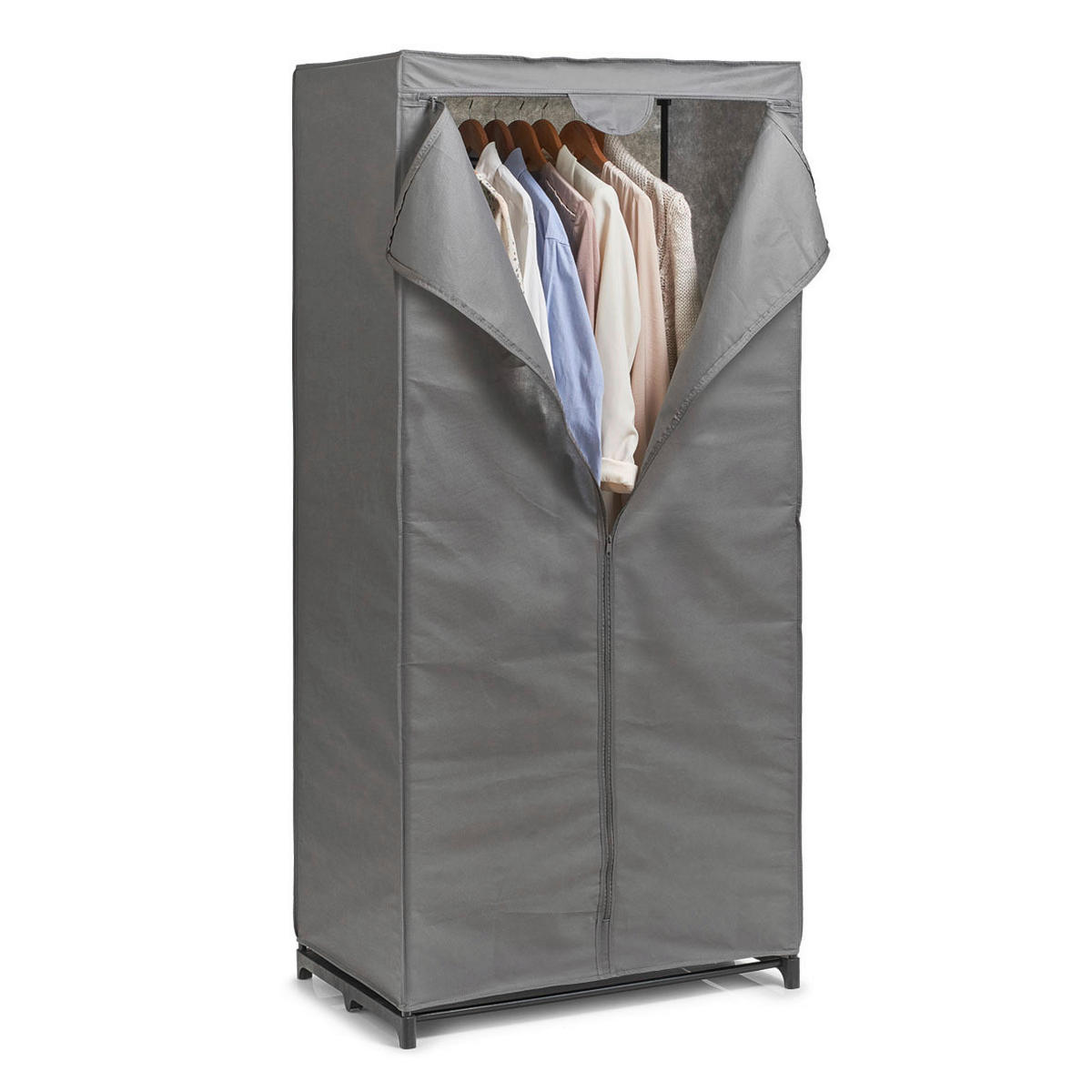 STOFFSCHRANK Grau  - Grau, Basics, Textil/Metall (75/50/160cm) - Zeller Present