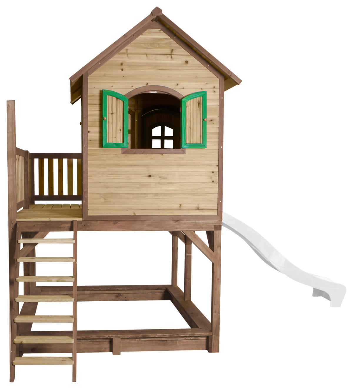 SPIELTURM 377/291/255 cm  - Braun/Weiß, KONVENTIONELL, Holz (377/291/255cm) - Ambia Garden