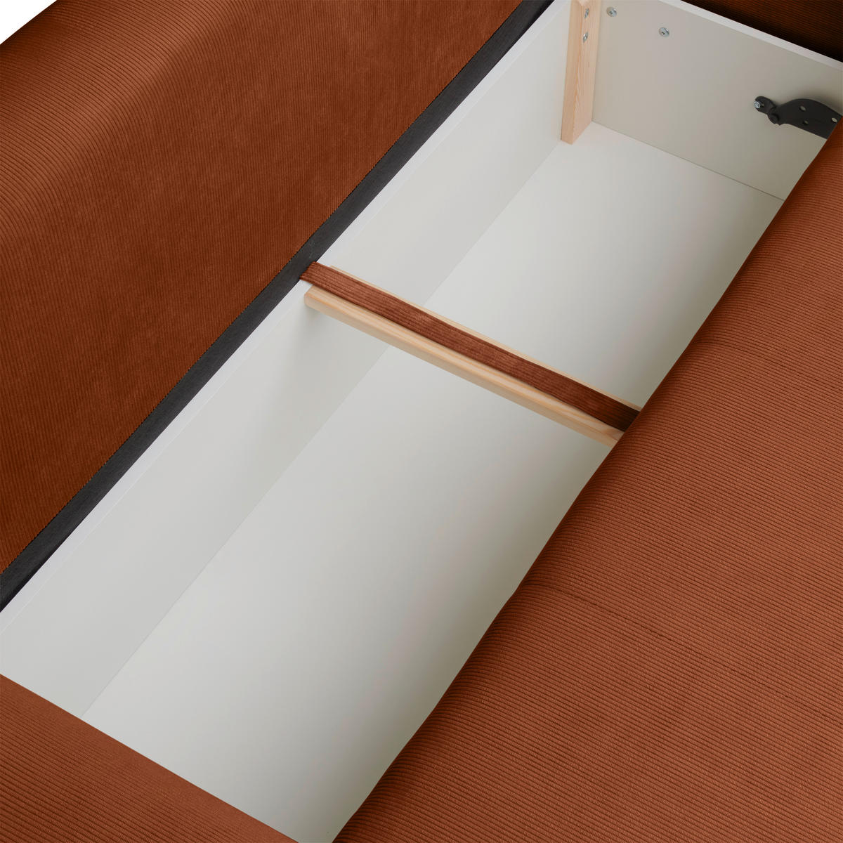 ECKSOFA inkl. Funktionen Rostfarben Cord  - Rostfarben/Schwarz, Design, Kunststoff/Textil (265/182cm) - Stylife