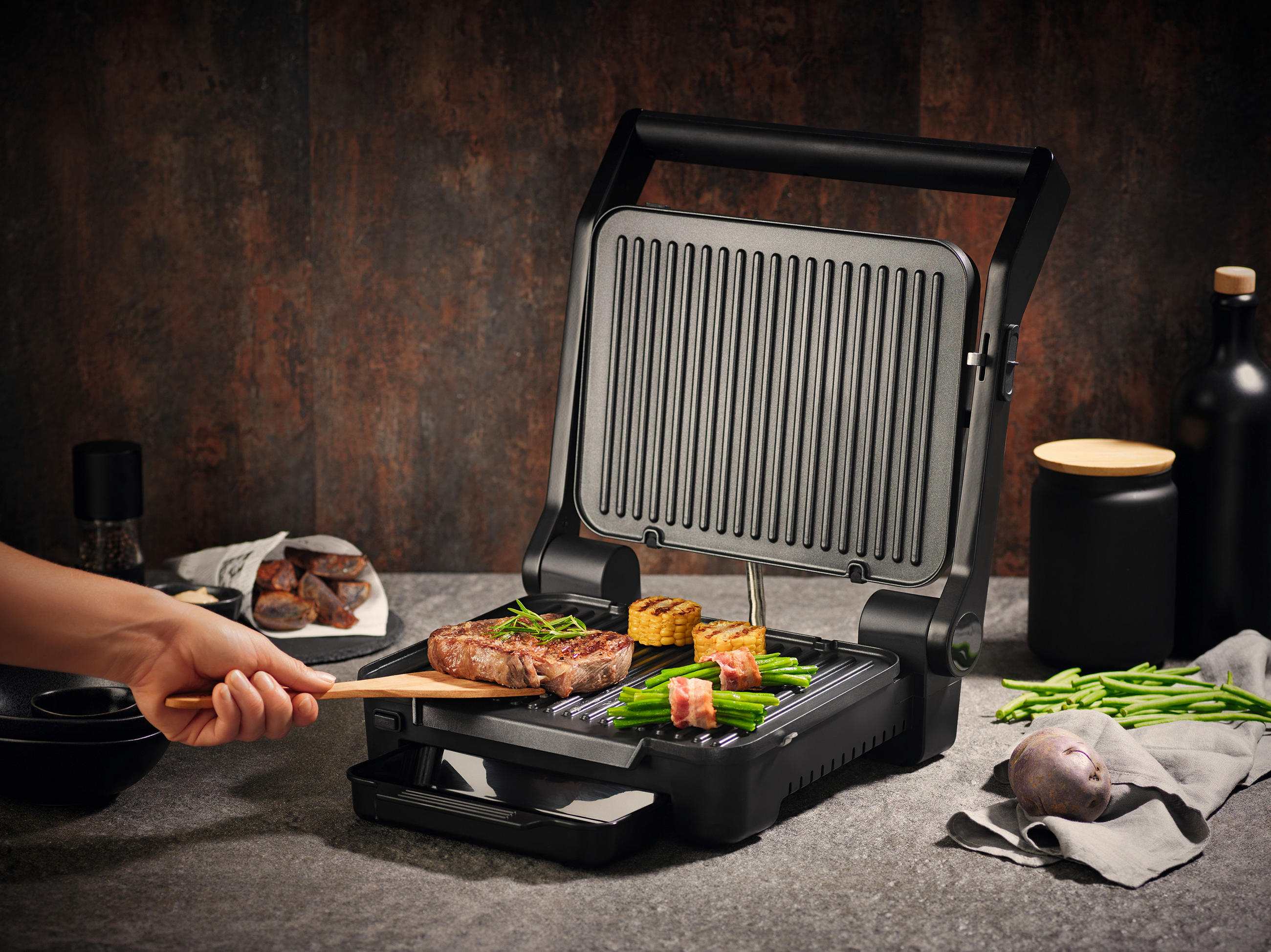 KONTAKTGRILL N8CHTWERK  - Schwarz, Basics, Kunststoff/Metall (34,8/33,4/16,5cm)