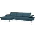 ECKSOFA in Echtleder Blau  - Blau/Schwarz, Design, Leder/Metall (157/325cm) - Dieter Knoll