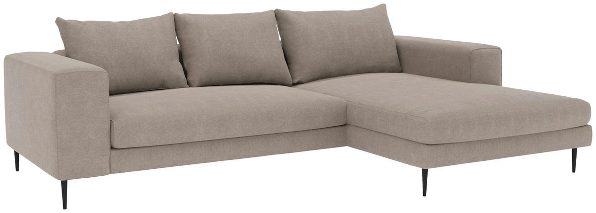 ECKSCHLAFSOFA in Struktur Taupe  - Taupe/Schwarz, Modern, Textil/Metall (295/170cm) - Trendmanufaktur