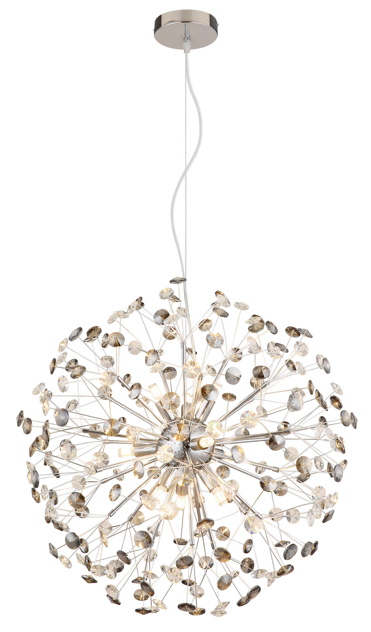 KRISTALL-HÄNGELEUCHTE 60/150 cm   - Klar/Chromfarben, LIFESTYLE, Glas/Kunststoff (60/150cm) - Globo