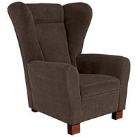 OHRENSESSEL Flachgewebe Dunkelbraun    - Dunkelbraun/Braun, Design, Holz/Textil (95/109/97cm) - Livetastic