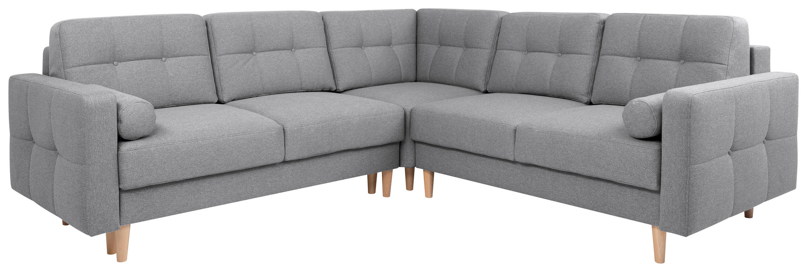ECKSOFA Dunkelgrau Flachgewebe  - Dunkelgrau/Eiche Wotan, KONVENTIONELL, Holz/Textil (242/242cm) - MID.YOU