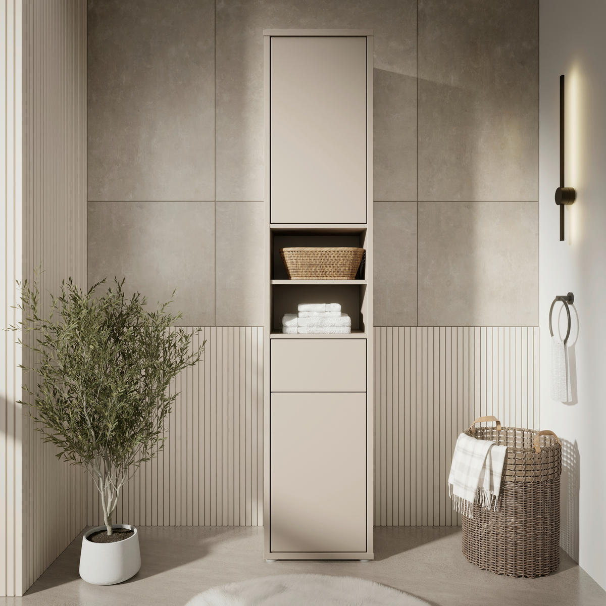 HOCHSCHRANK 39,8/191,9/34,9 cm  - Taupe/Grau, MODERN, Holzwerkstoff/Kunststoff (39,8/191,9/34,9cm) - Xora