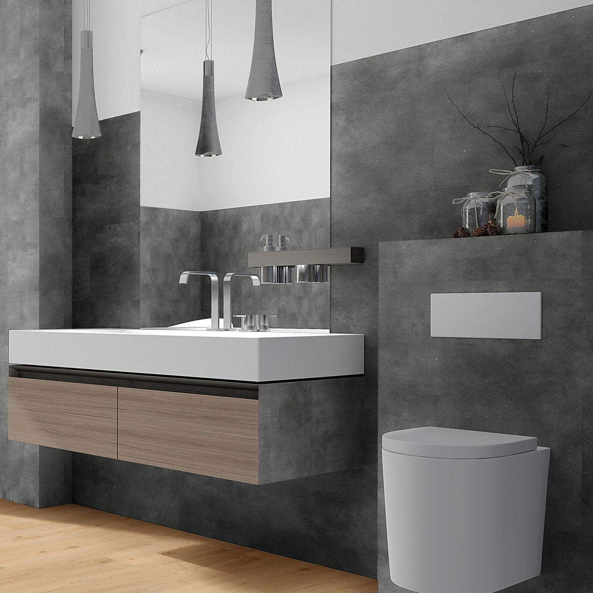 Vinyl für die Wand XL  - Hellgrau, MODERN, Kunststoff (120/60/0,37cm)