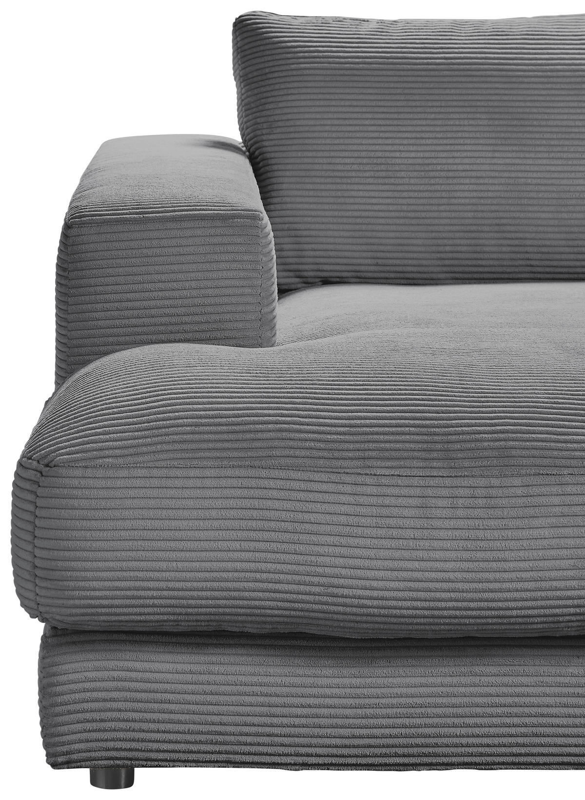 MEGASOFA Cord Dunkelgrau  - Dunkelgrau/Schwarz, Design, Kunststoff/Textil (290/86/170cm) - Pure Home Lifestyle