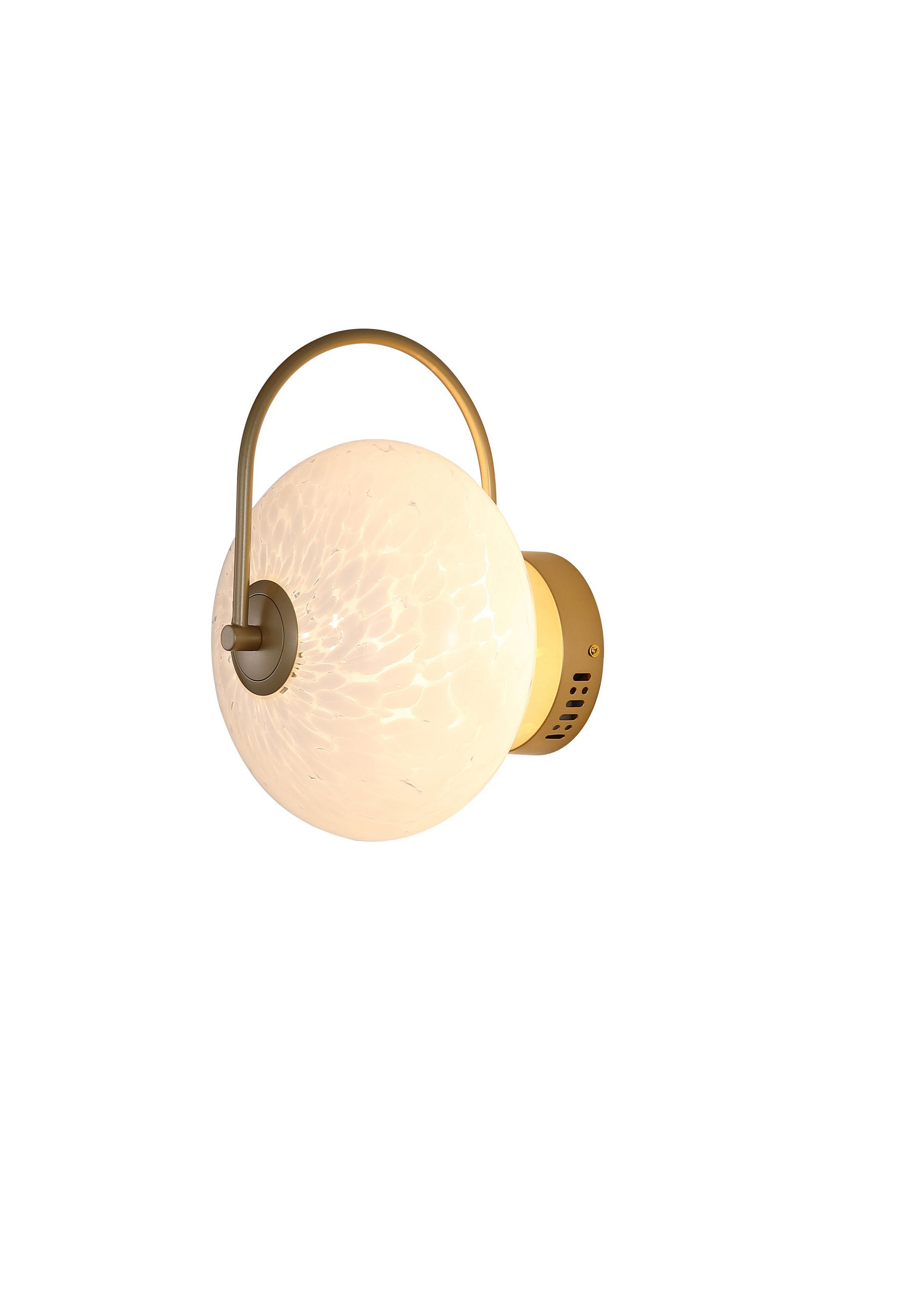 APLICĂ DE PERETE CU LED - alb/auriu, Basics, sticlă/metal (25/32/25cm)