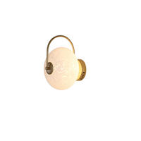 APLICĂ DE PERETE CU LED - alb/auriu, Basics, sticlă/metal (25/32/25cm)