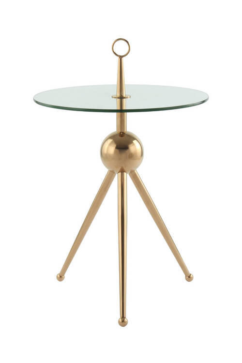 SIDOBORD i metall, glas 46/46/52 cm  - guldfärgad, Modern, metall/glas (46/46/52cm) - Kayoom
