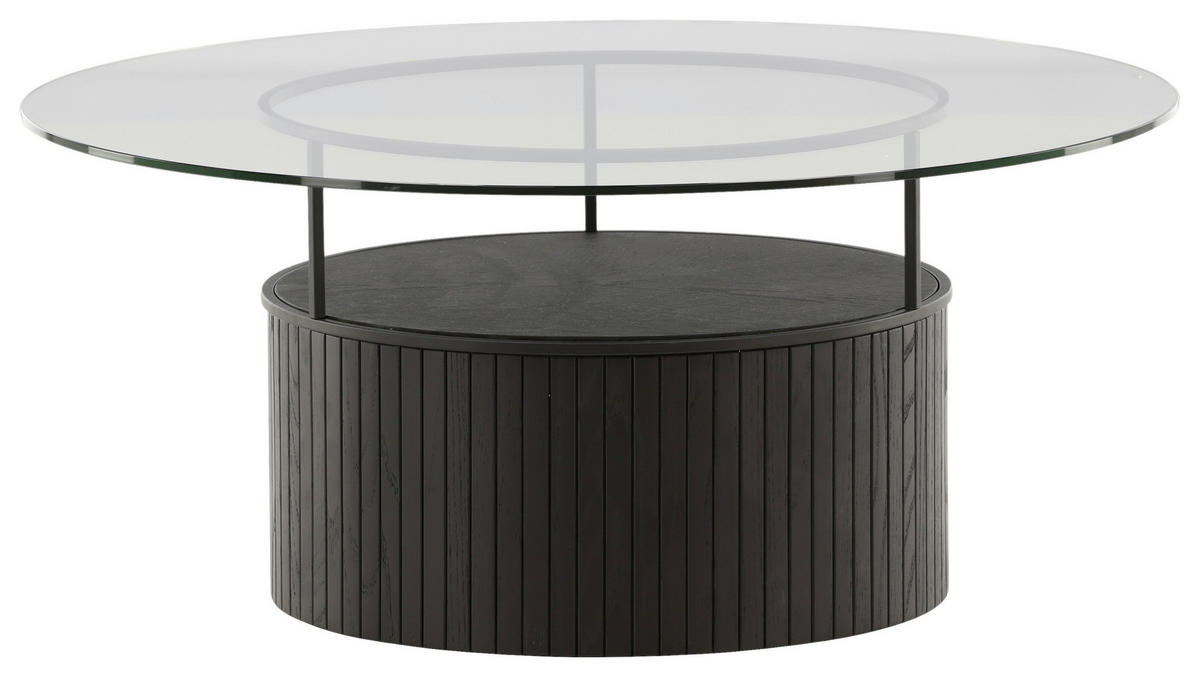 COUCHTISCH in Holz, Glas 90/90/40 cm  - Klar/Schwarz, Design, Glas/Holz (90/90/40cm) - Livetastic