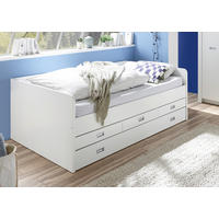 AUSZIEHBETT 120/200 cm,  in Weiß, Bettkasten, Bettschublade  - Schwarz/Weiß, KONVENTIONELL, Holzwerkstoff/Kunststoff (120/200cm) - MID.YOU